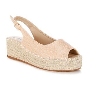 London Rag NWOT SZ 9.5 Beige Yarael Espadrilles Wedge Animal Resort Boho